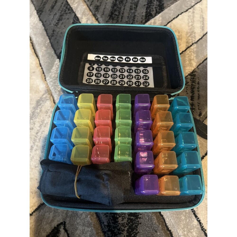 Weekly Pill Organizer with AM/PM Compartments and Day/Date Stickers
